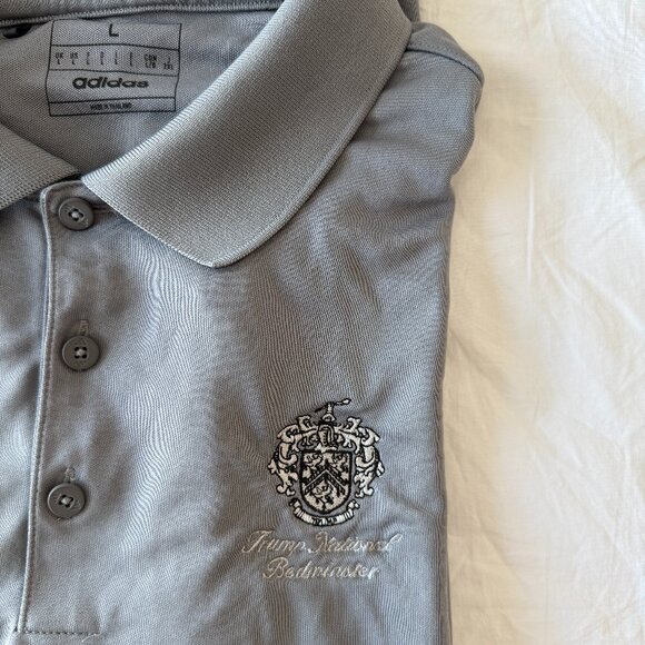 Trump National Bedminster Grey Adidas Golf Polo Size Large - Picture 1 of 4